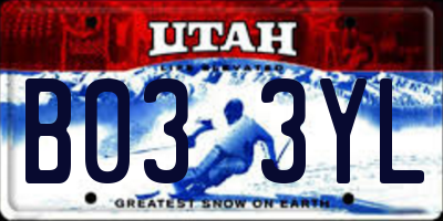 UT license plate B033YL