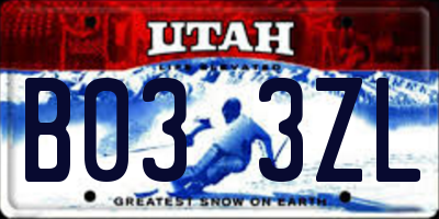 UT license plate B033ZL