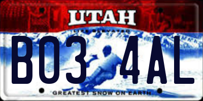 UT license plate B034AL