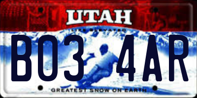 UT license plate B034AR