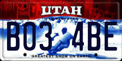 UT license plate B034BE