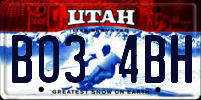 UT license plate B034BH