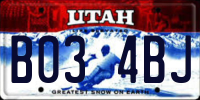 UT license plate B034BJ