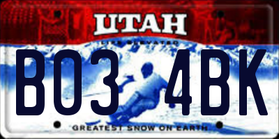 UT license plate B034BK