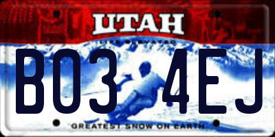 UT license plate B034EJ