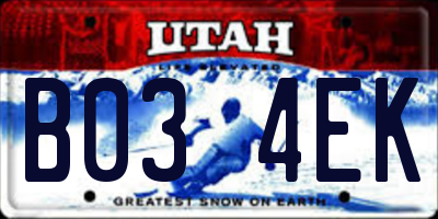 UT license plate B034EK