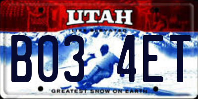 UT license plate B034ET