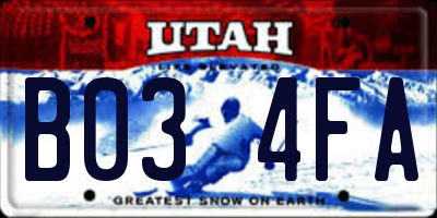 UT license plate B034FA