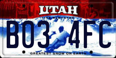 UT license plate B034FC