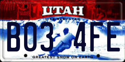 UT license plate B034FE