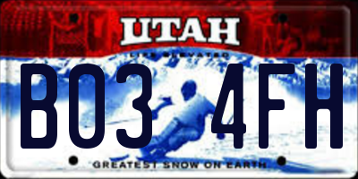 UT license plate B034FH