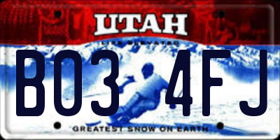 UT license plate B034FJ
