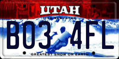 UT license plate B034FL