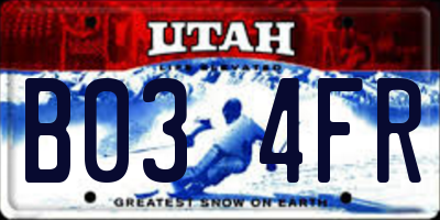 UT license plate B034FR