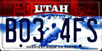 UT license plate B034FS
