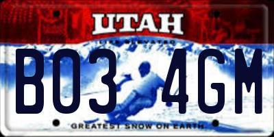 UT license plate B034GM