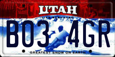 UT license plate B034GR
