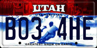 UT license plate B034HE