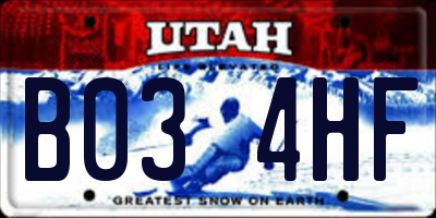 UT license plate B034HF