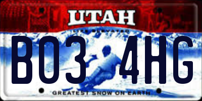 UT license plate B034HG