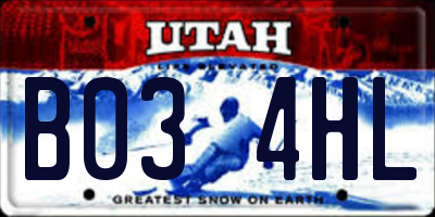 UT license plate B034HL