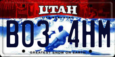 UT license plate B034HM