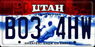 UT license plate B034HW