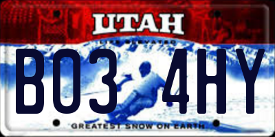 UT license plate B034HY