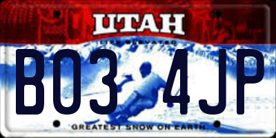 UT license plate B034JP