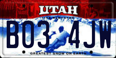 UT license plate B034JW