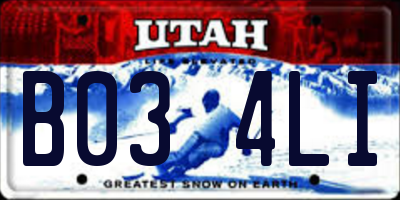 UT license plate B034LI