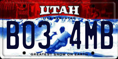 UT license plate B034MB