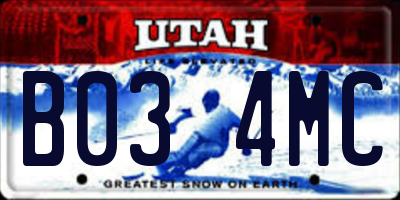 UT license plate B034MC