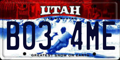 UT license plate B034ME