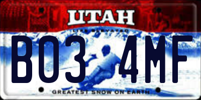 UT license plate B034MF
