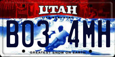 UT license plate B034MH