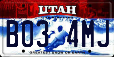 UT license plate B034MJ