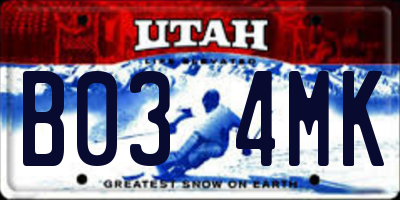 UT license plate B034MK