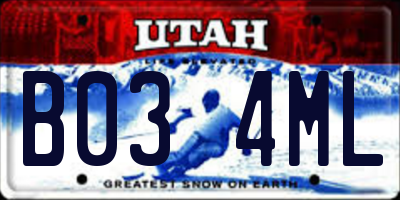 UT license plate B034ML