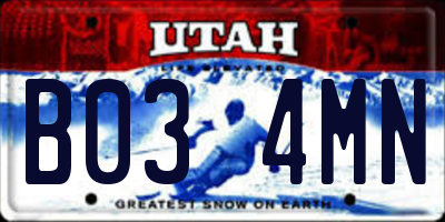 UT license plate B034MN