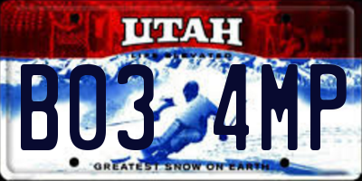 UT license plate B034MP