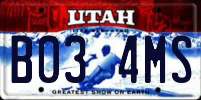 UT license plate B034MS
