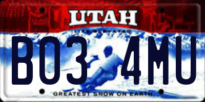 UT license plate B034MU
