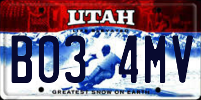 UT license plate B034MV