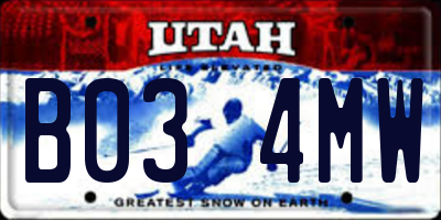 UT license plate B034MW