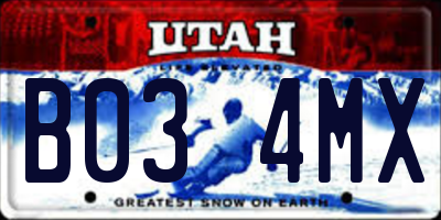 UT license plate B034MX