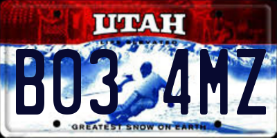 UT license plate B034MZ