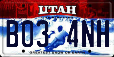 UT license plate B034NH