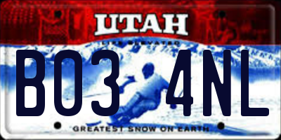 UT license plate B034NL