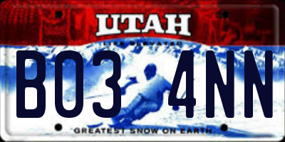 UT license plate B034NN